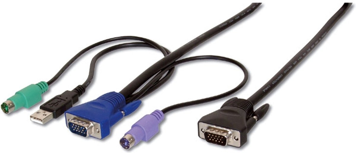 ASSMANN Electronic KVM Cable 5m Zwart toetsenbord-video-muis (kvm) kabel