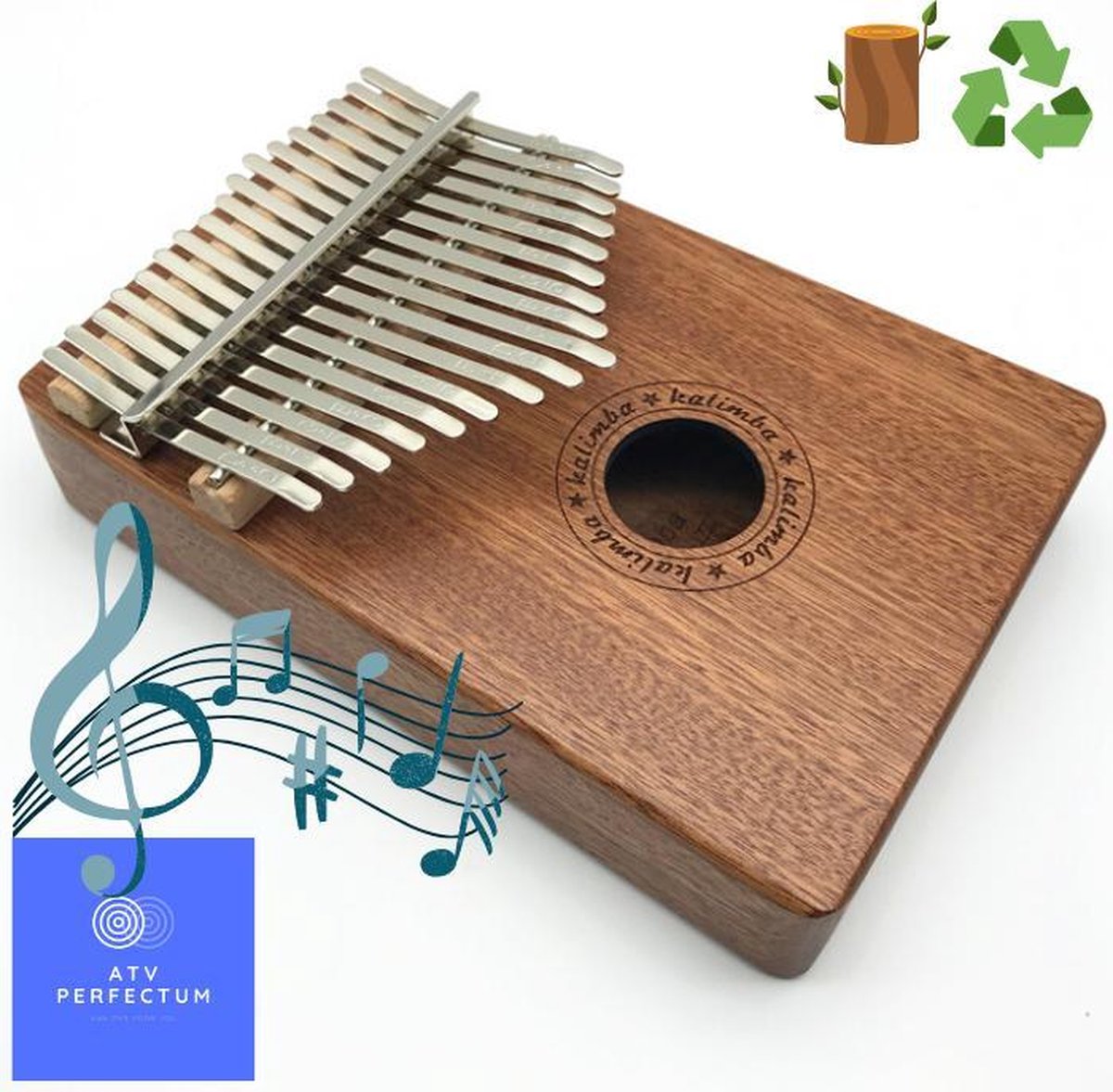   Kalimba Set Brown - Duimpiano - 17 tonen - Mahonie - Afrikaans Sapele - Afrikaans Muziekinstrument - kalimba 17 tonen – Muziekinstrument – Kalimba 17