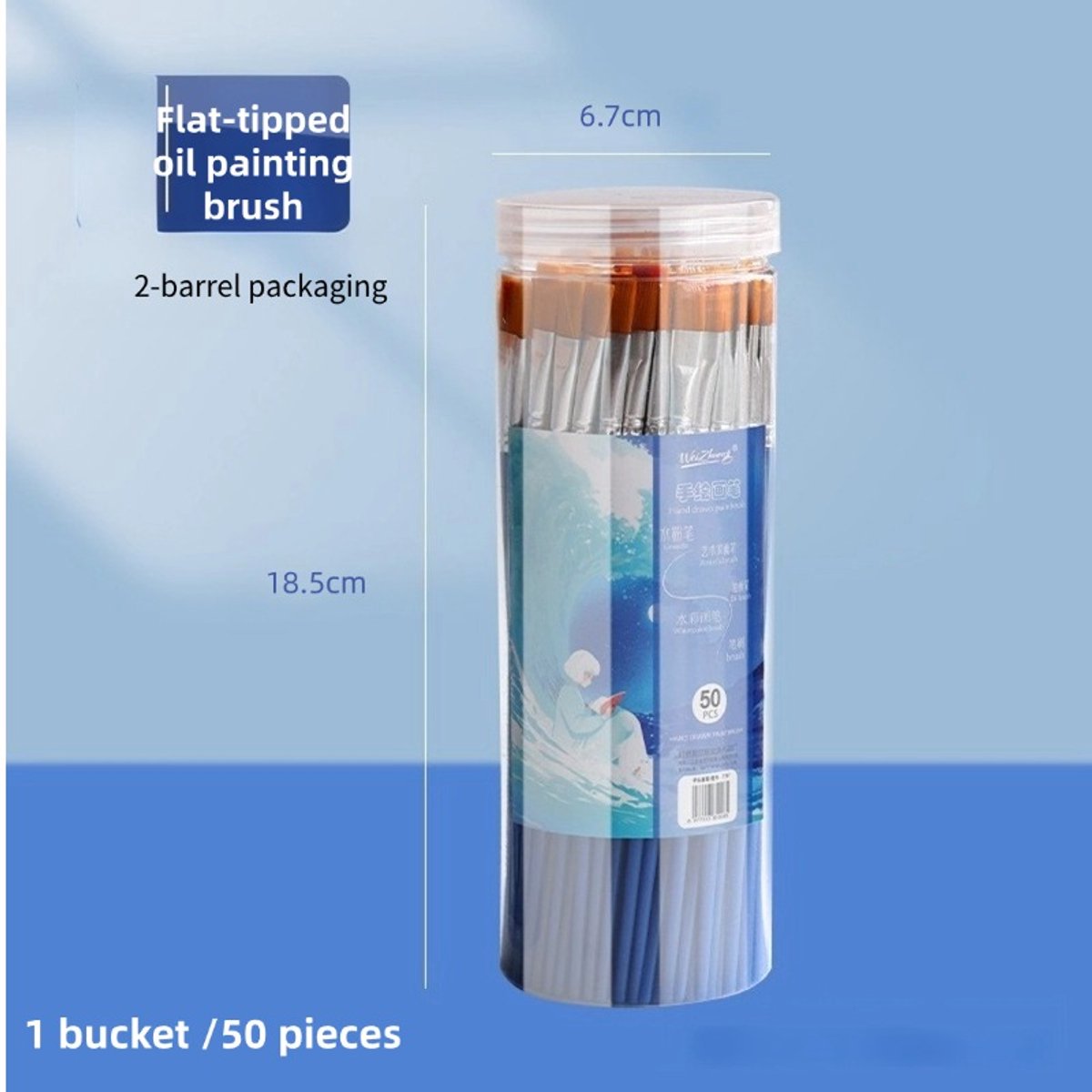 100-delige set nylon kinderpenselen - Professionele acrylverf kwastenset voor olieverf, aquarel en gezichtsschilderen, inclusief platte en ronde kwasten (blauwe uitvoering)