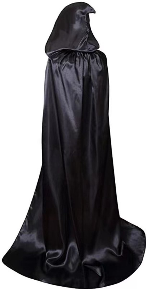 2 stuks, Halloween zwarte capeed cape, tovenaarsmantelwizard kostuumaccessoires geschikt voor Halloween-rollenspel, zwart (120 cm lang)