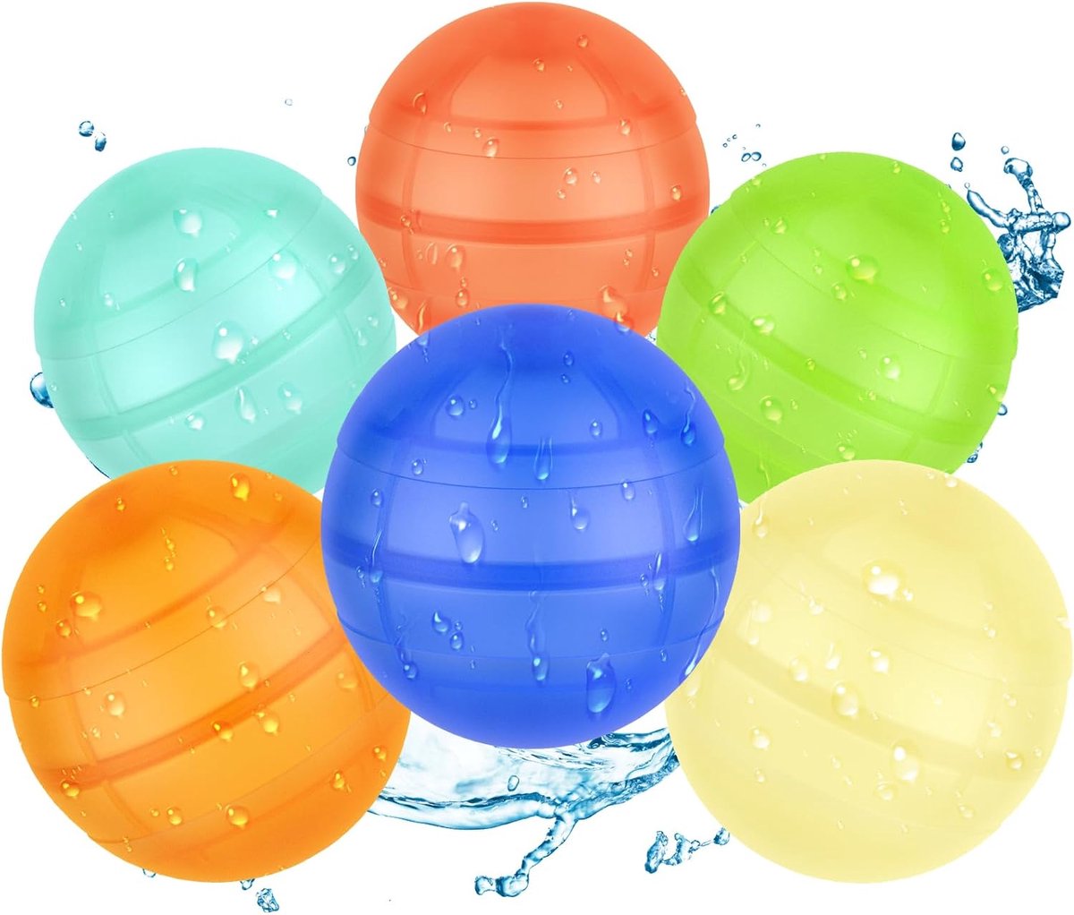 6-pack zelfdichtende siliconen waterballonnen - herbruikbare waterballonnen - hervulbare waterballen voor buitenspelletjes - snel te vullen watersplashbom voor zomerplezier - zwembad- en tuinfeestspeelgoed voor kinderen