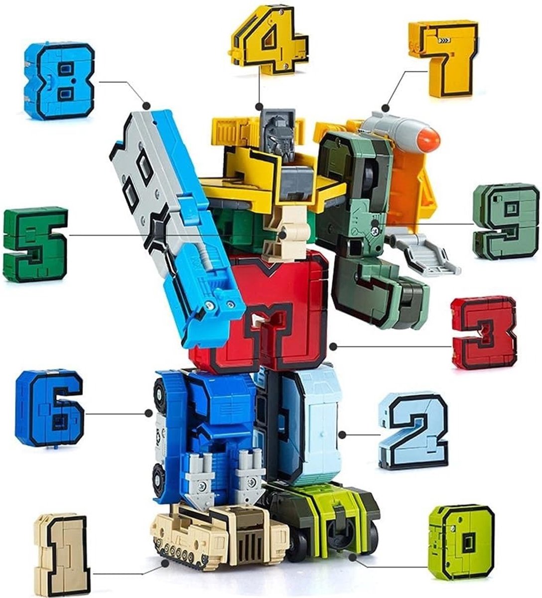 Alfabet Cijfers Transformatoren Robot Wiskunde Educatief Speelgoed Bouwsteen Puzzel Voertuig Model Helikopter Robot speelgoed