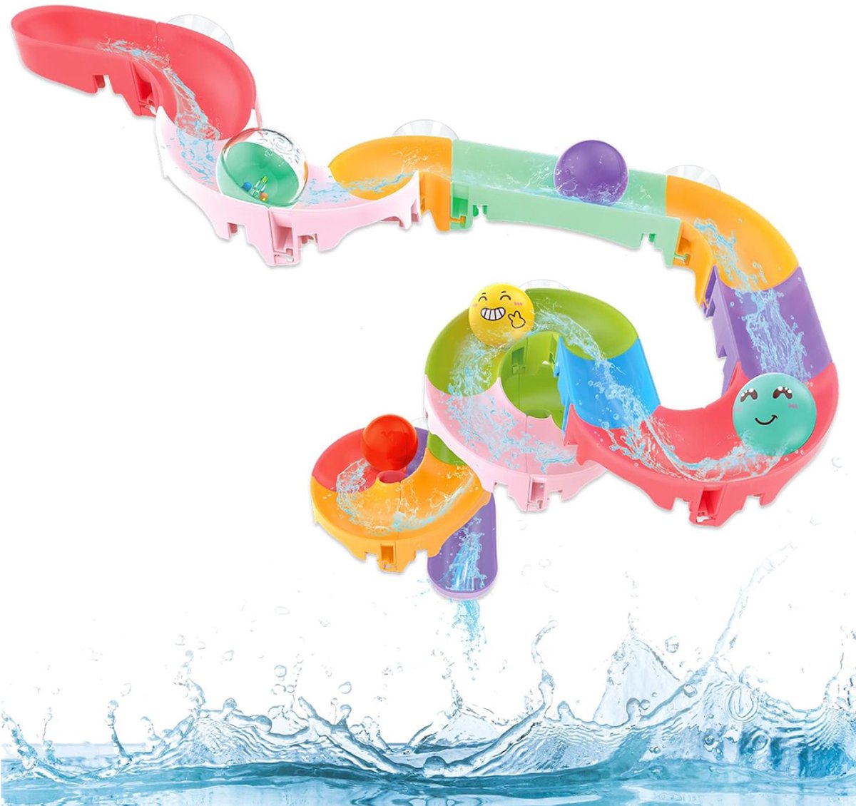 Badspeelgoed voor kinderen, peuterbadspeelgoed met waterbaan, 32 stuks badspeelgoed voor kleuters, douchewaterspeelgoed met zuignappen, ideaal kerst- en verjaardagscadeau voor kinderen van 3 tot 8 jaar