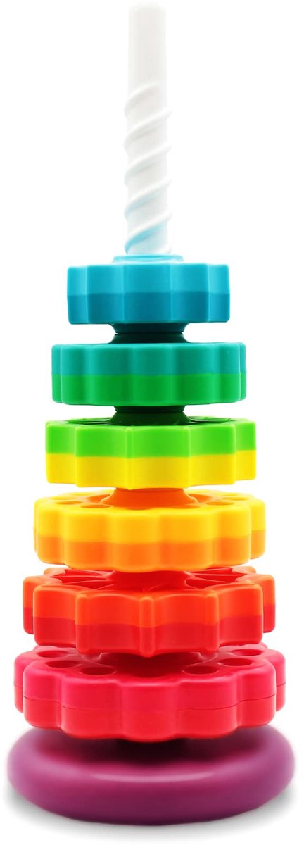 Gedraaide regenboog Draaiend stapelspeelgoed Baby Vroeg onderwijs Puzzelontwikkeling Intelligentie Ringspeelgoed voor kinderen Jongens Wiel voor kinderen