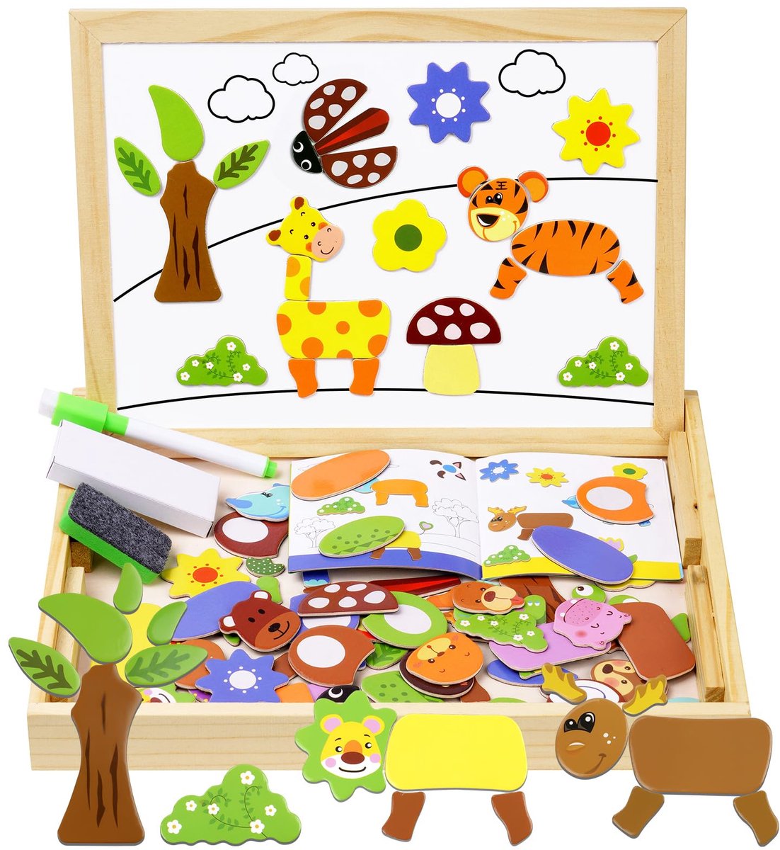 Houten Magnetische Puzzel, Houten Puzzel, Tekenbord, Schoolbord, Magnetisch Houten Speelgoed, Creatief Educatief Speelgoed Voor Kinderen, Educatief Houten Speelgoed Voor Jongens En Meisjes