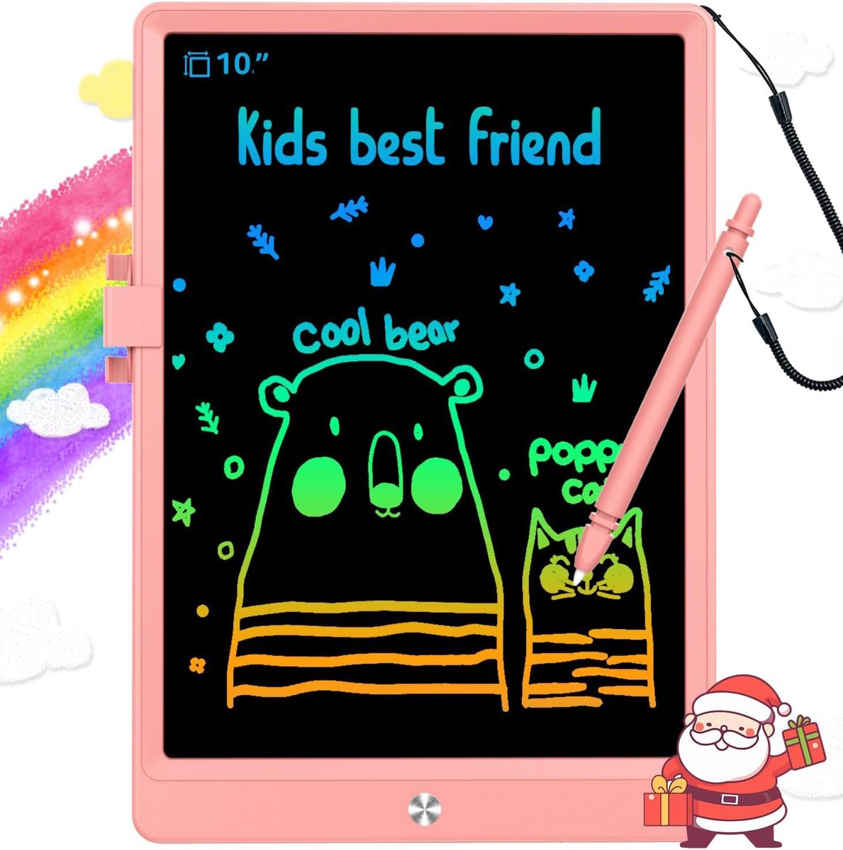 LCD-schrijftablet Doodle Board, Kleurrijk Tekenblok, Elektronische LCD TekenTablet,Elektronisch Tekentablet, Tekenblokken, Reiscadeaus Voor Kinderen Van 3, 4, 5, 6, 7 En 8 Jaar Oud, Meisjes En Jongens (roze)