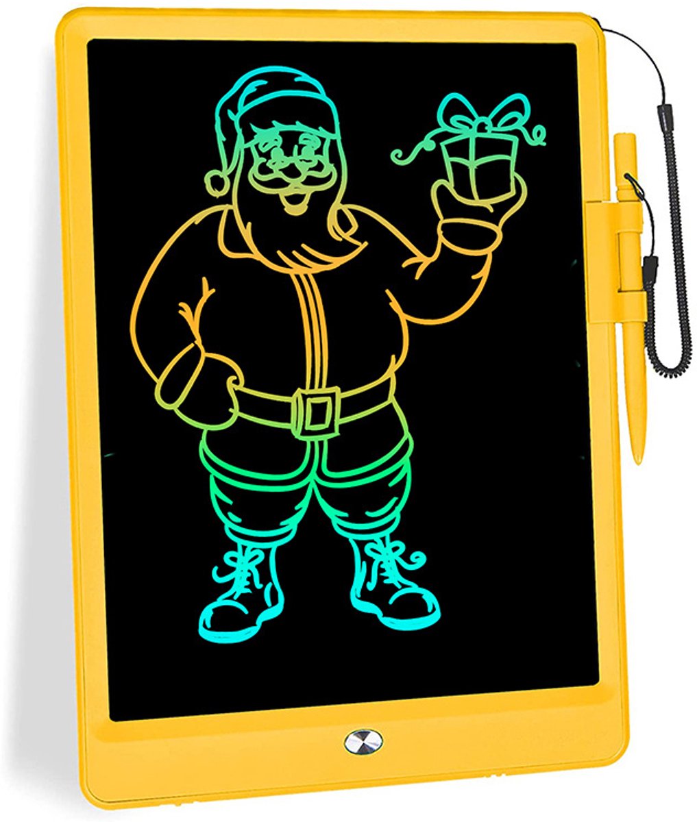 LCD-schrijftablet Doodle Board, kleurrijk tekenblok, elektronisch tekentablet, tekenblokken, reiscadeaus voor kinderen, meisjes en jongens (10,5 inch, geel)