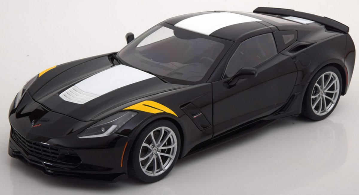 Chevrolet Corvette C7 Grand Sport 2017 Zwart -Wit -Geel 1-18 Autoart