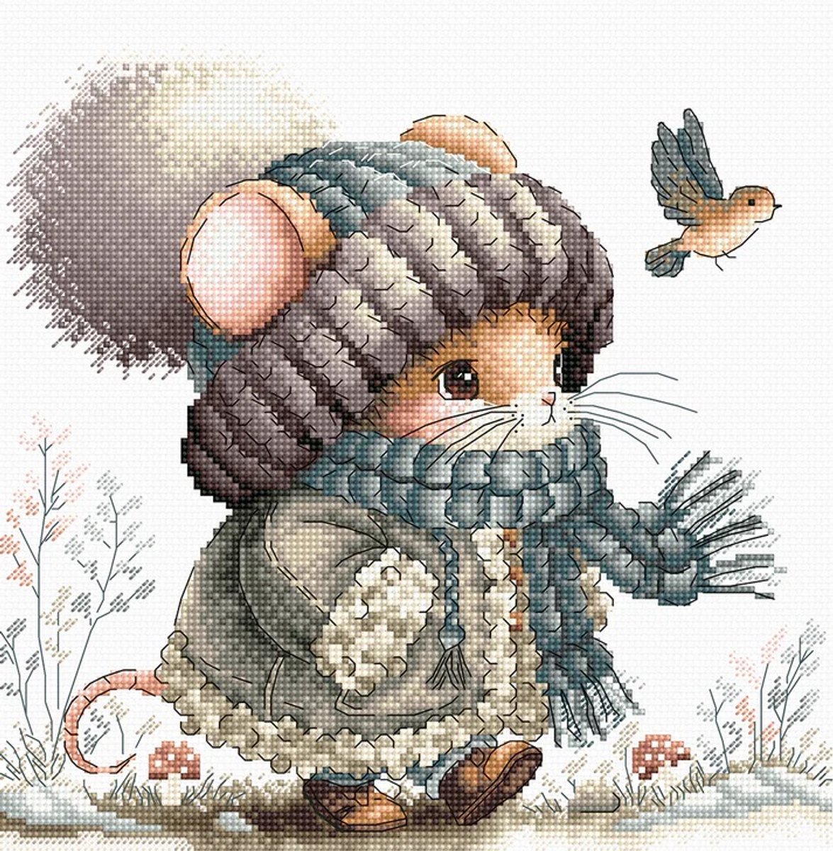 Borduurpakket AVA Stitch - Autumn Fairytale Mouse - Herfst Sprookjes Muis - 012