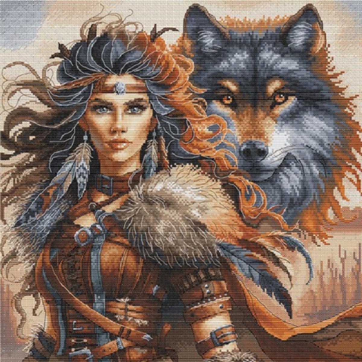 Borduurpakket AVA Stitch - The Warrior and the Wolf - De strijder en de Wolf - 076
