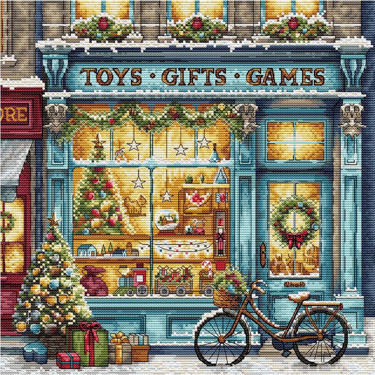 Borduurpakket AVA stitch - Gift Shop - Kerstwinkel - P108 - Telpatroon