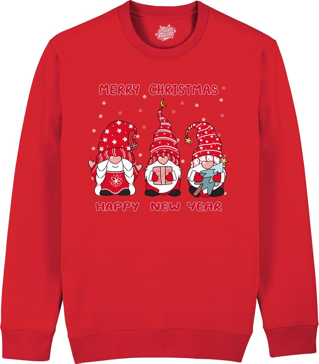 Christmas Gnomies Rood - Foute kersttrui kerstcadeau - Dames / Heren / Unisex Kerst Kleding - Grappige Feestdagen Outfit - Sweater - Rood - Maat M
