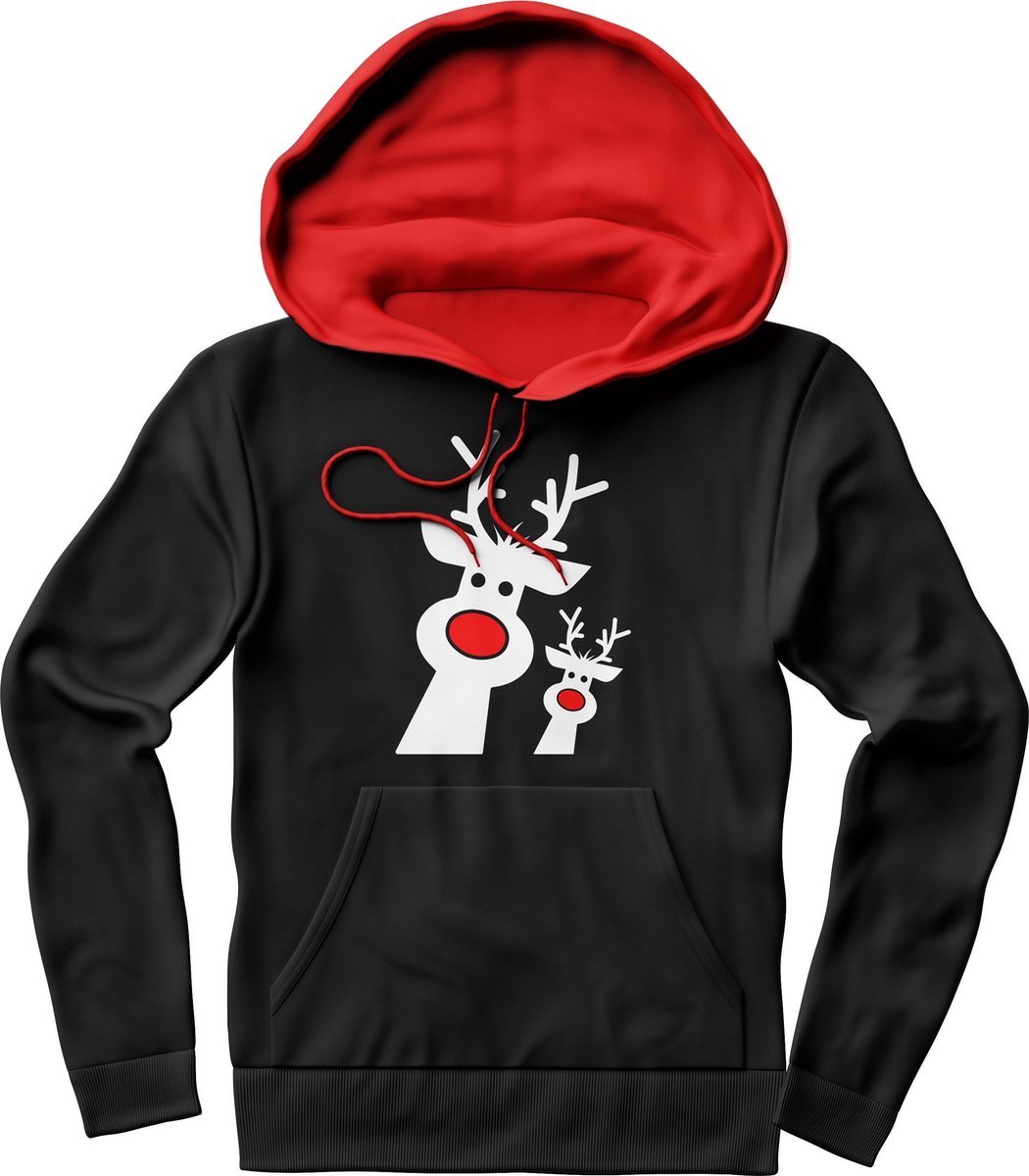 Foute Kersttrui -Buddys - Rendier - Kerstcadeau - Dames / Heren / Unisex Kleding - Grappige Kerst Outfit - Hoodie - Zwart - maat XXL