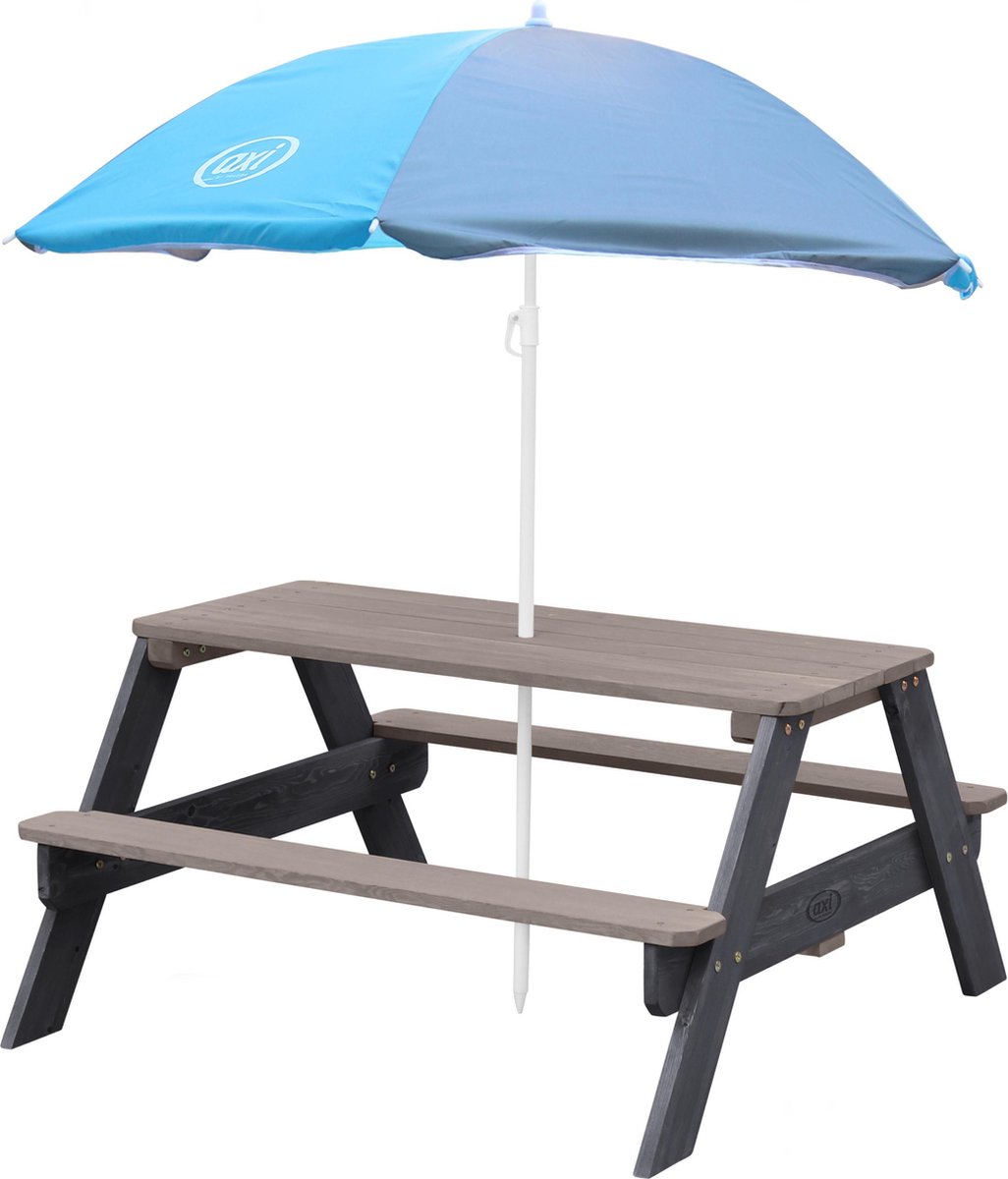   Nick Picknicktafel Antraciet/grijs - Parasol Blauw/grijs