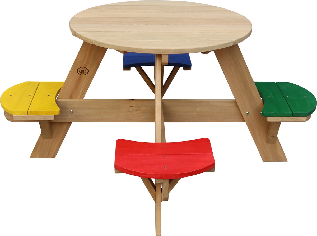  UFO Picknicktafel Rond Regenboog - FSC Hout - 120 x 120 x 56 cm