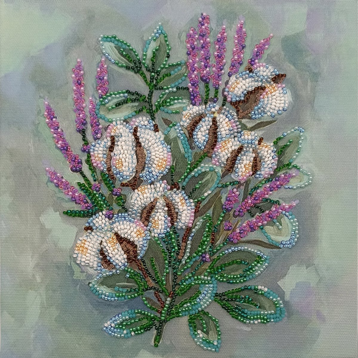 BORDUURPAKKET met kralen - GENTLE DREAM - Zachte Droom - 20 x 20 cm - inclusief nederlandse gebruiksaanwijzing