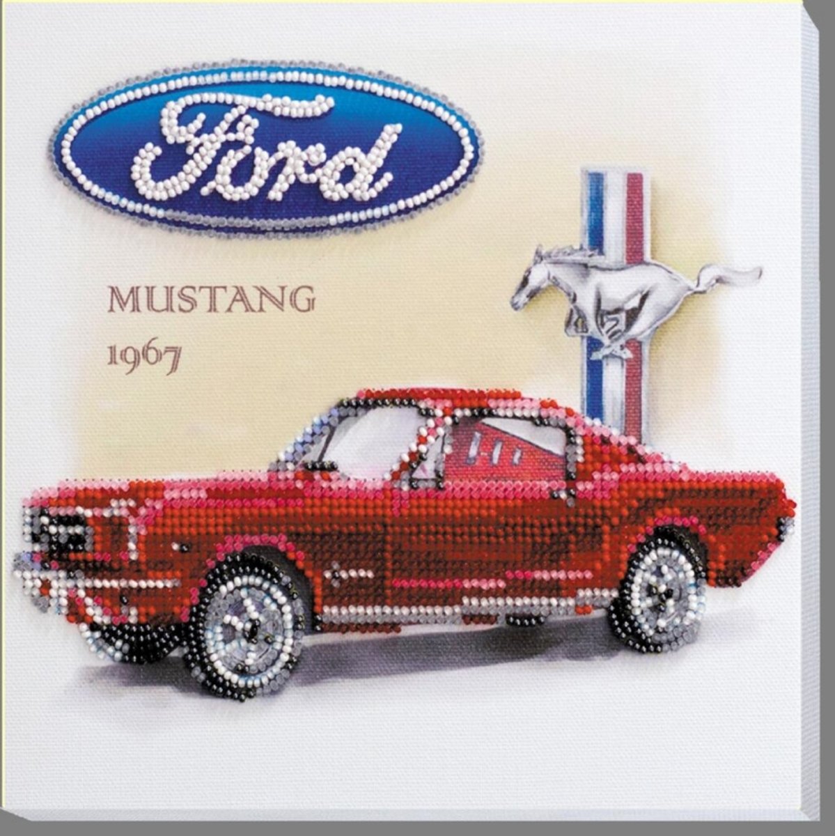Borduurpakket met KRALEN - ABRIS ART - FORD MUSTANG 1967