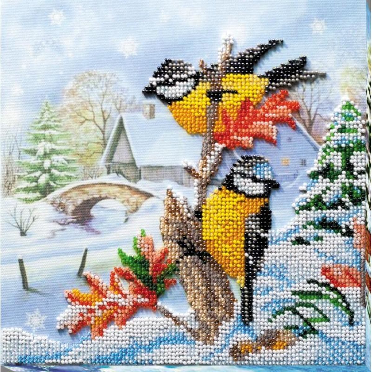 Borduurpakket met kralen - GEVEDERDE GASTEN - ABRIS ART