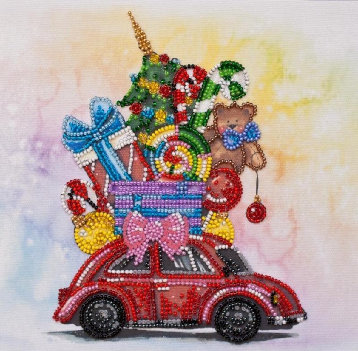 Borduurpakket met kralen - parels - KADOOTJES AUTO - ABRIS ART