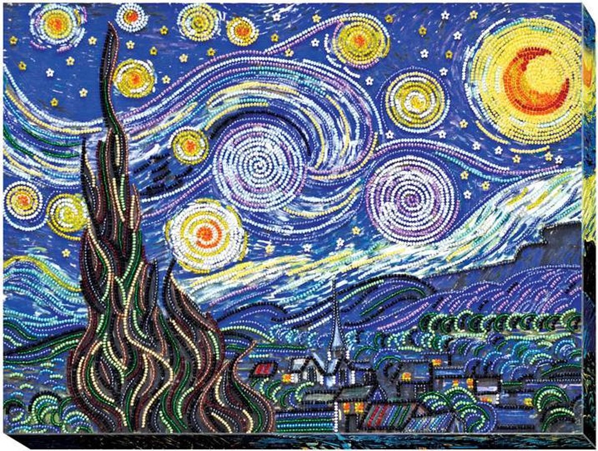 Borduurpakket met kralen - parels - STARLIGHT NIGHT (naar VAN GOGH)- ABRIS ART