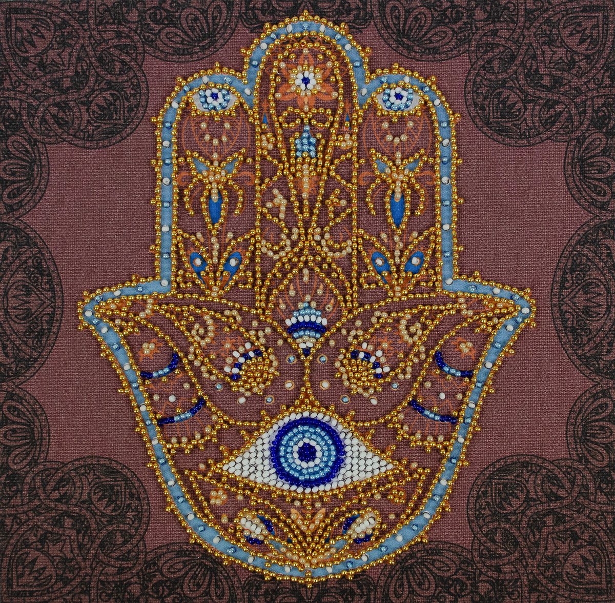 KRALEN BORDUURPAKKET GOLDEN HAMSA - Gouden Hamsa - kralen borduren