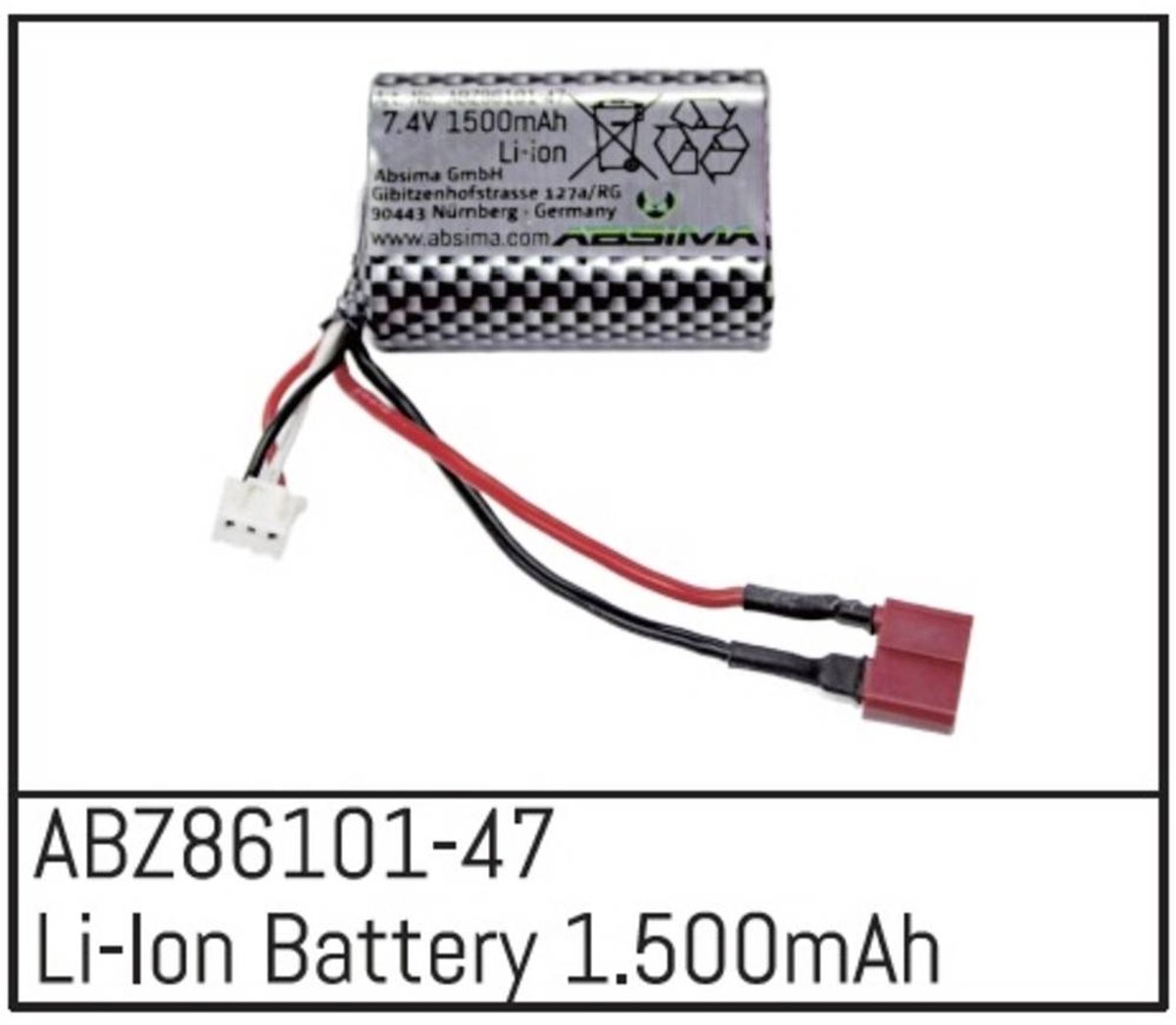 Absima Li-ion accupack 7.4 V 1500 mAh