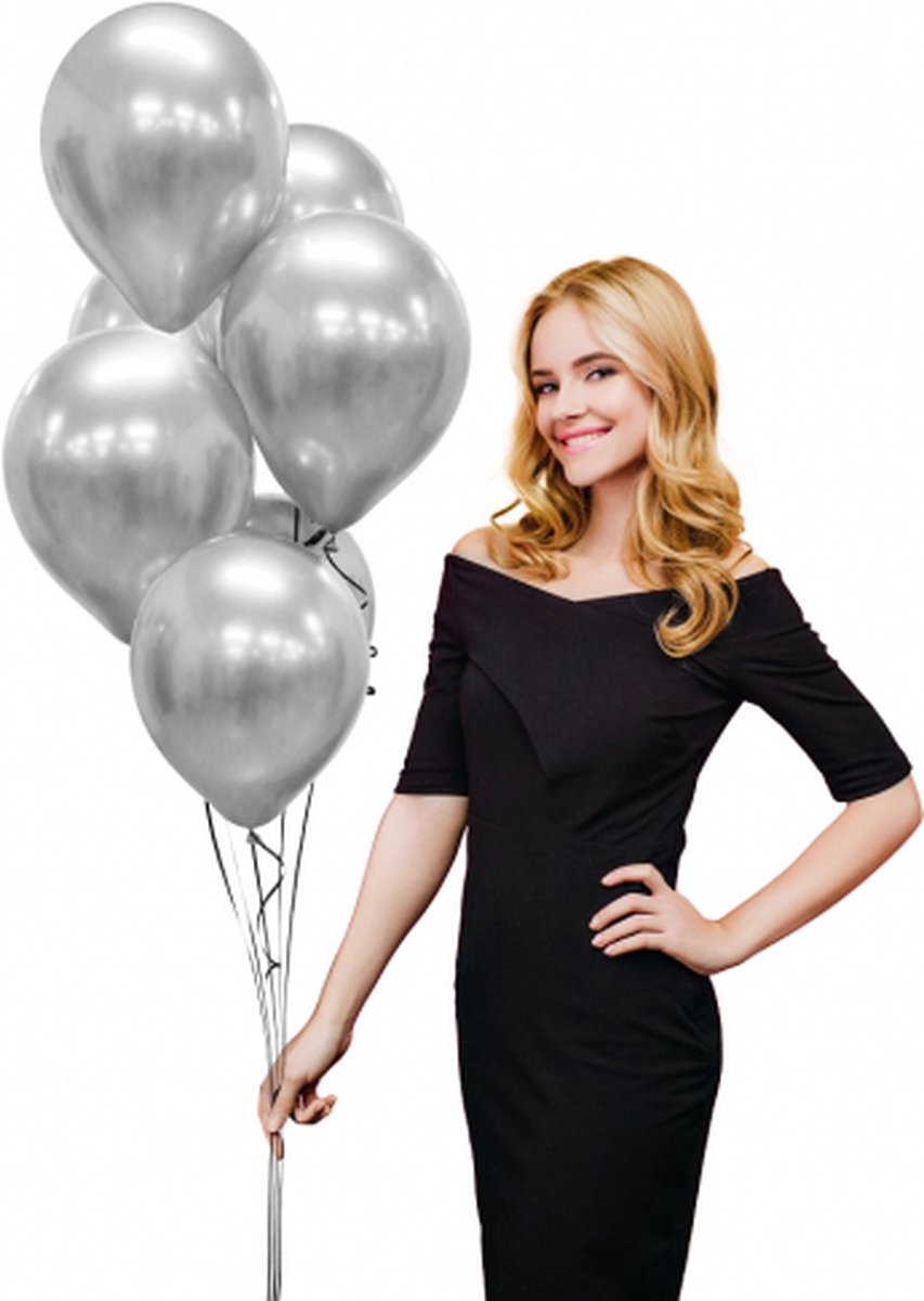 7 x ballonnen, platina (chrome)  echte zilver 12