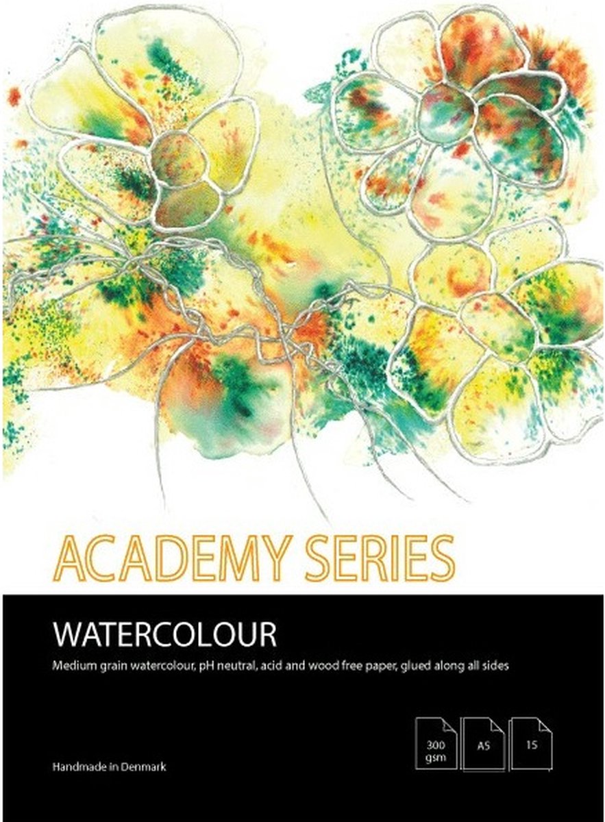 Academy Series - Aquarelpapier A5 - 300g/m2 -15 vellen - Wit