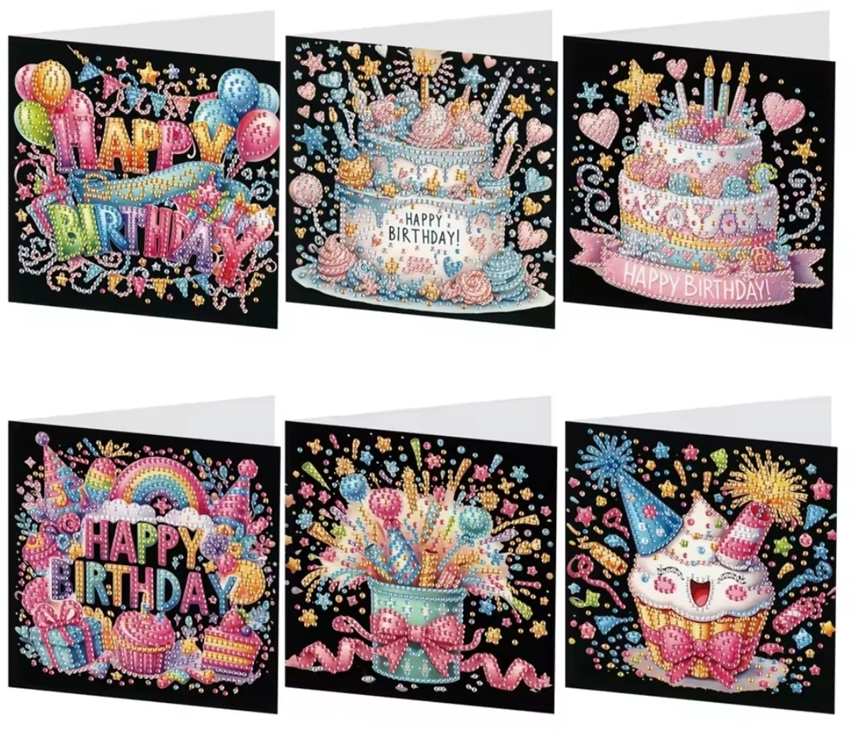 Diamond Painting Verjaardagskaarten - Verjaardag - Feest - Taart