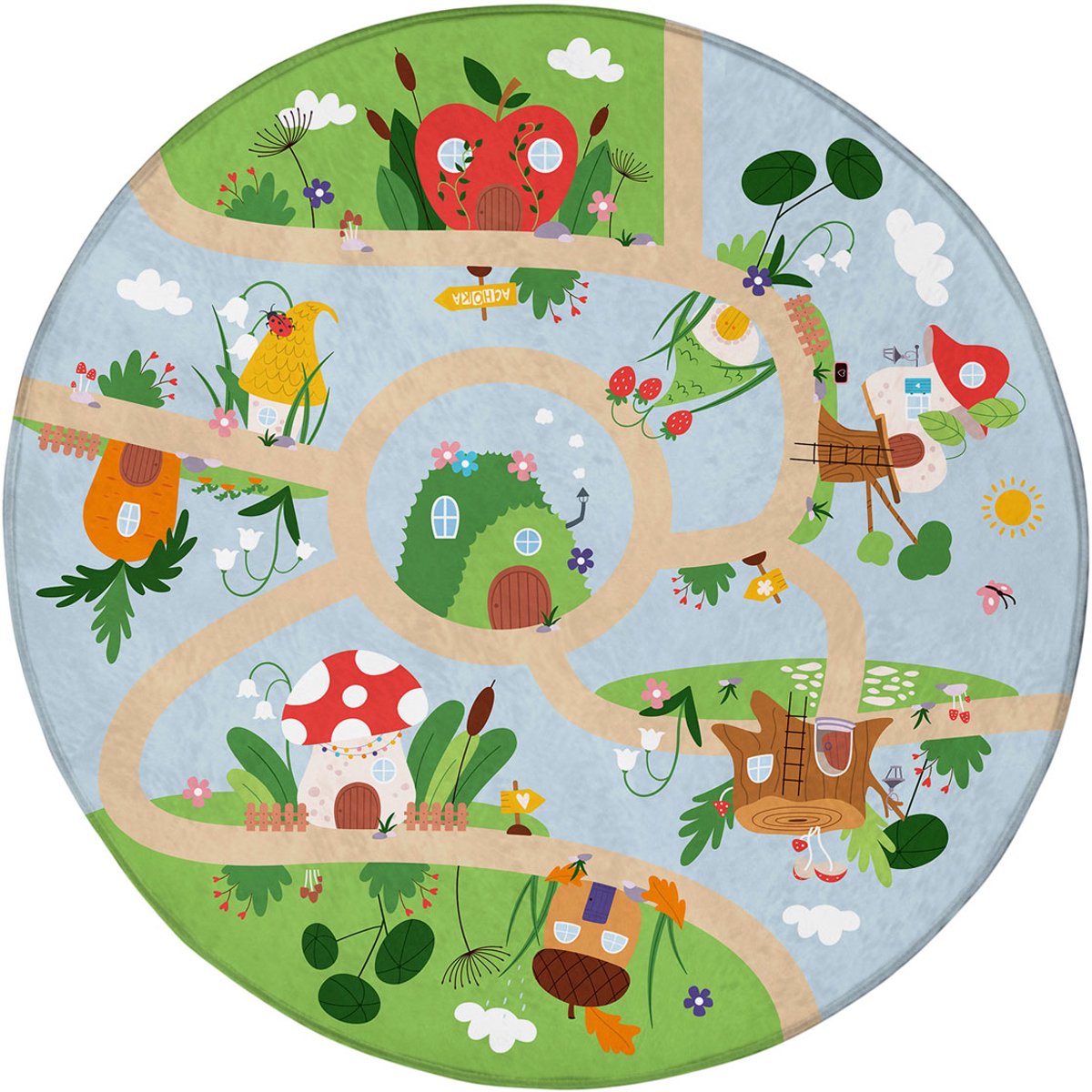 Achoka Speelkleed Paddenstoelhuisjes, 100cm