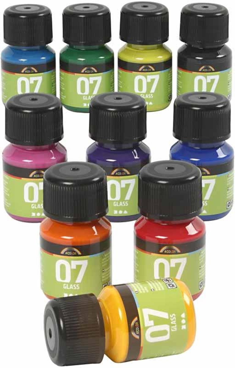 A-Color Glass, 10x30 ml, diverse kleuren