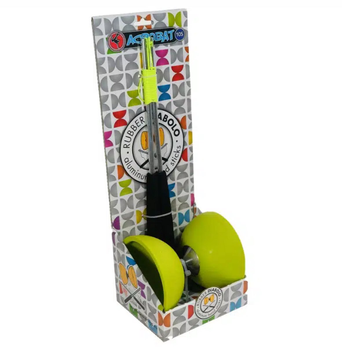 Diabolo licht groen met aluminium stokken - 105 mm doorsnede