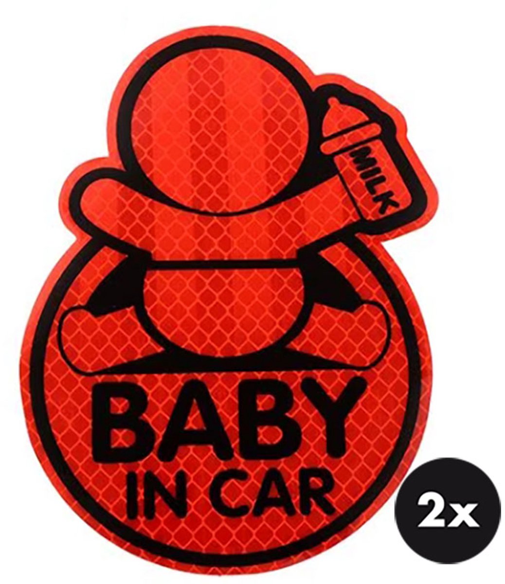 Actie4you® - Autosticker - Baby in Car – Baby on board – Baby sticker – 11CM x14CM - Reflecterend – 2 Stuks - Rood