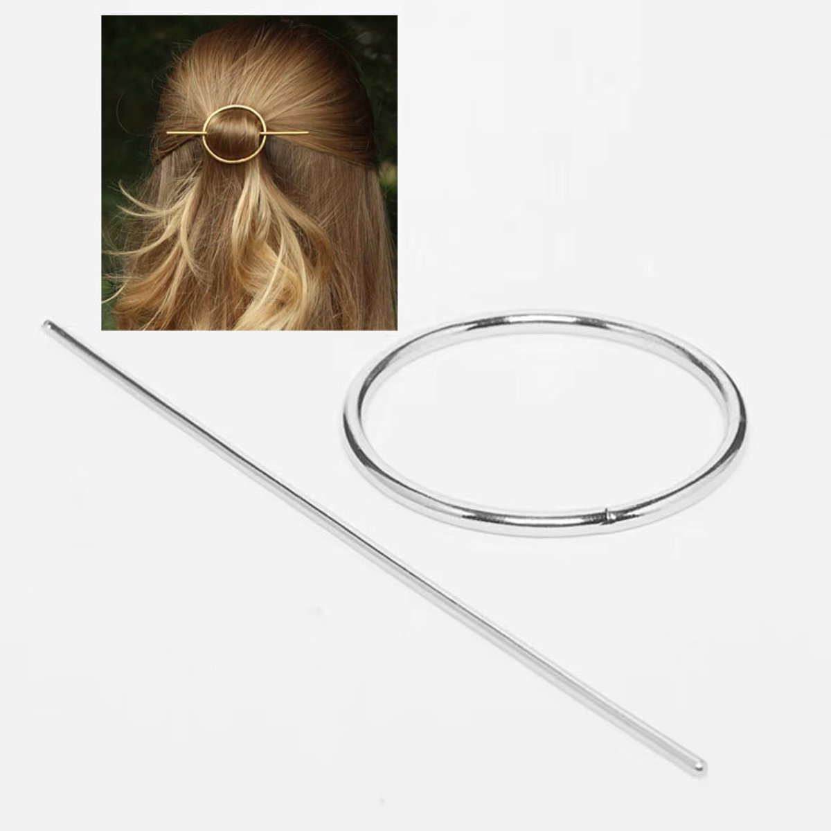 Actie4you® - Haarspeld - Rond - Stok - Haar accessoire - Haarclip – Haar Klem - Zilver - 1 Stuk