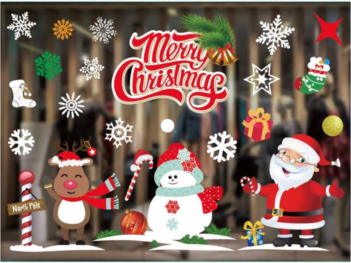 Actie4you® - Kerst Raamstickers Set - Kerst stickers - Raamstickers kerst - Kerstversiering - Kerststickers - Kerstraamstickers - Raamdecoratie kerst – 35x50CM
