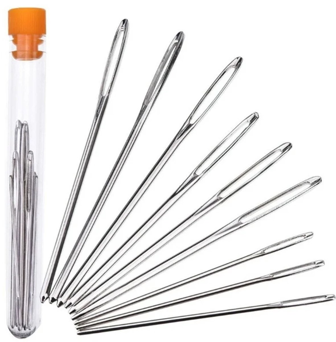 Actie4you® - Luxe Stopnaalden Set – 9 Stuks - Naaien - Met Groot Oog – Wol Naalden - 3 Maten Met Koker – Zilverkleurig