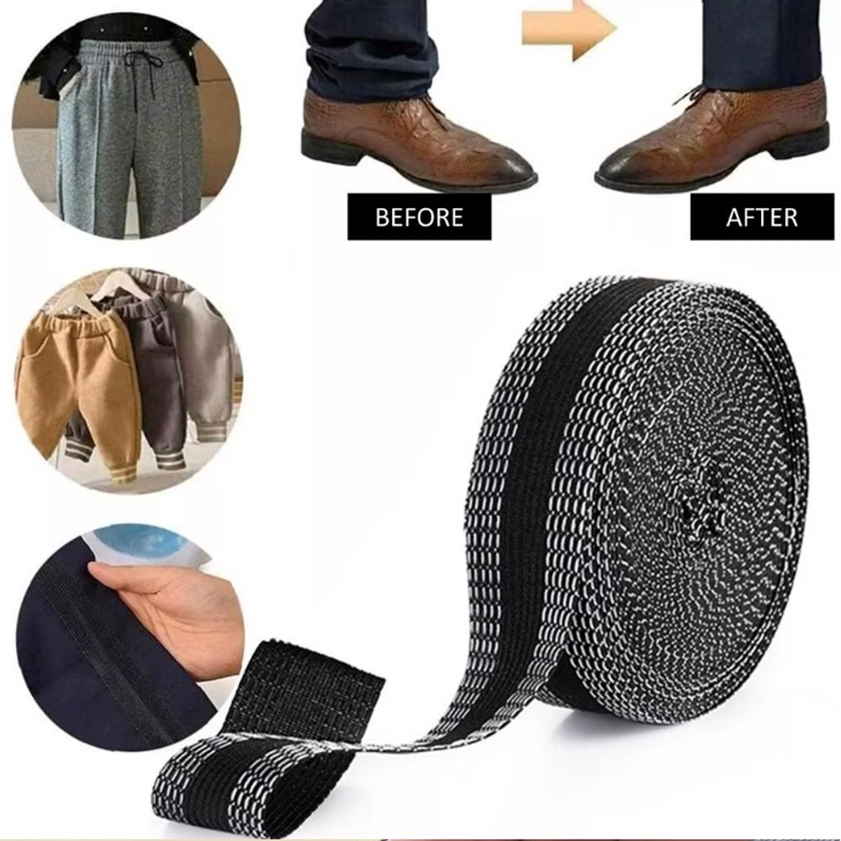 Actie4you® - Opstrijkbare Zoomband - Tape Voor Het Inkorten Van Broeken - Zwart Strijkband – Broek Inkorten - Ook Voor Gordijnen & Tafelkleden - 3 Meter