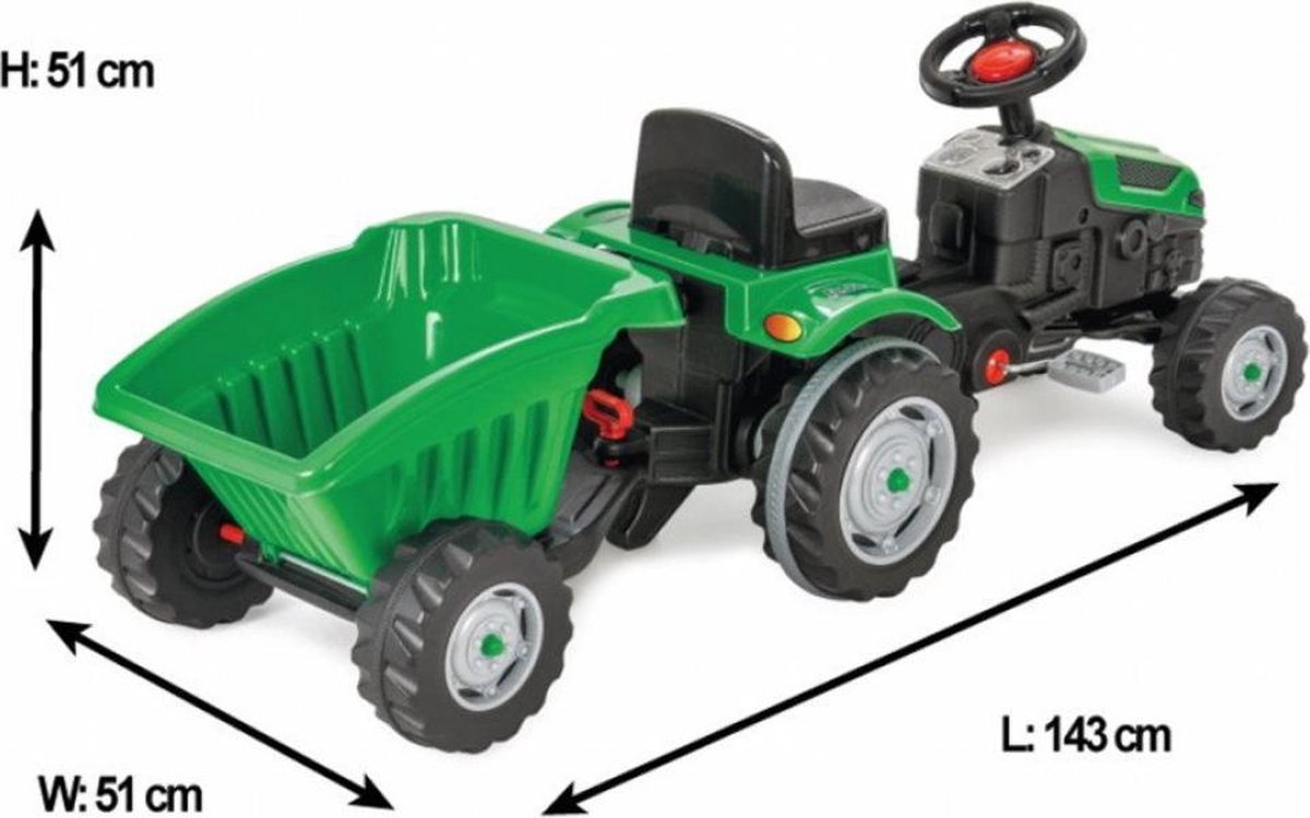 Traptractor met aanhanger- Traktor - Groen
