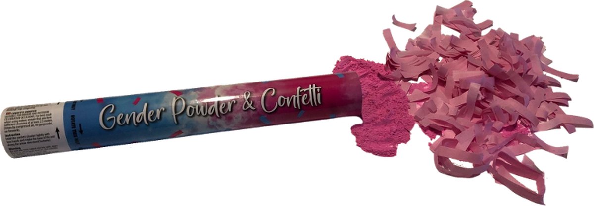 Baby roze gender reveal Powder & Confetti shooter 35cm - Poeder kanon - Rook kanon - Confetti kanon