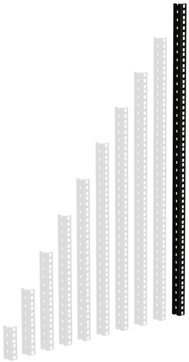 Adam Hall 61535B20 Rackrail, zwart geperforeerde gaten, 20 HE - Profiel