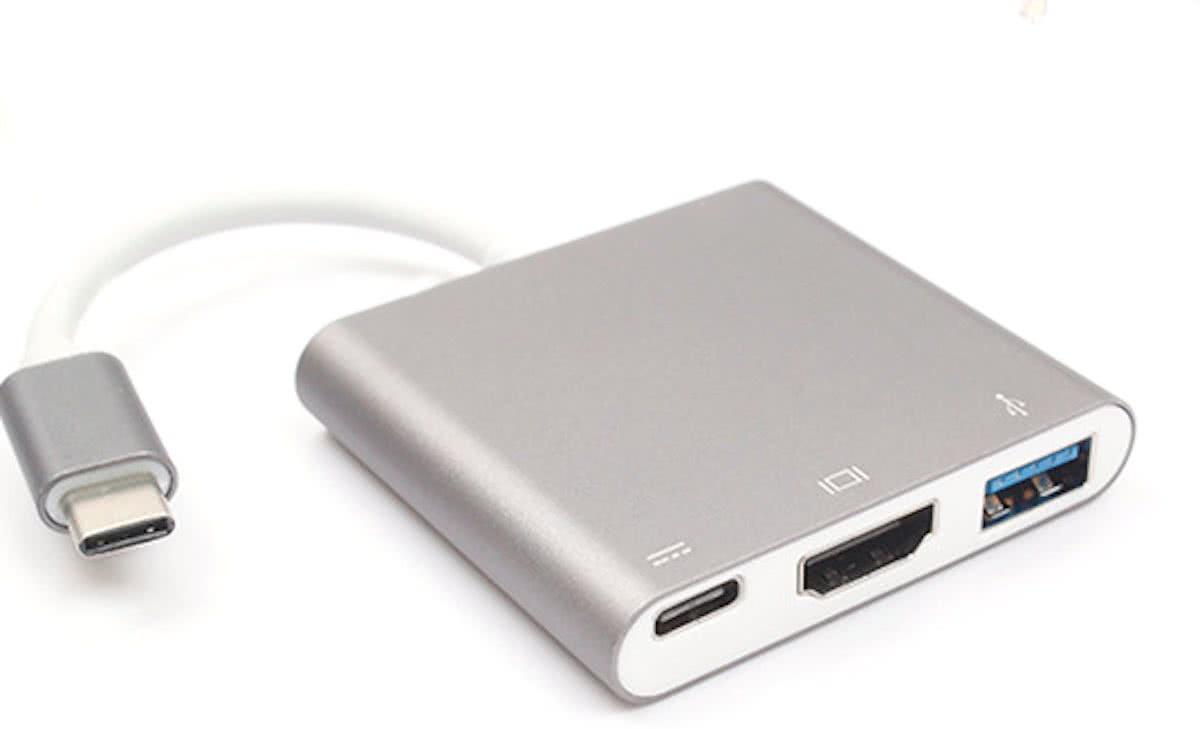 USB-C USB C hub zilver met naar HDMI USB 3.0 & USB-C