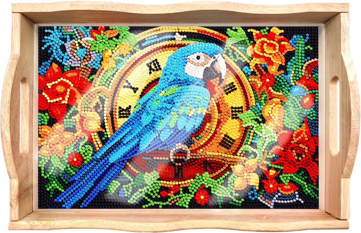 Adorzy Diamond Painting Dienblad Papegaai – Diamond Painting Volwassenen – Diamond Painting Volledig Pakket - DIY Pakket