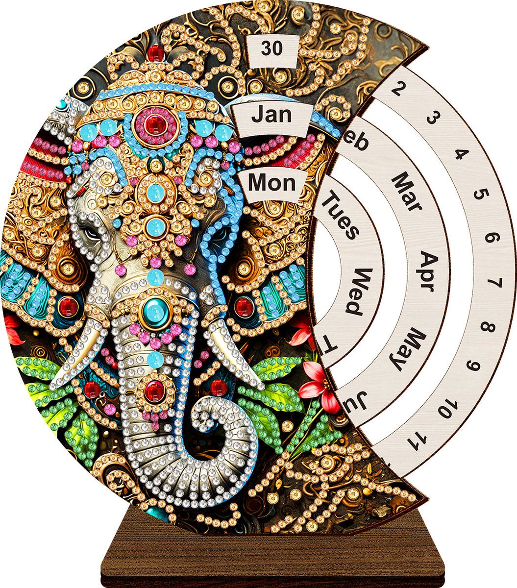 Adorzy Diamond Painting Kalender – Kalender Olifant - Diamond Painting Volwassenen – Diamond Painting Volledig Pakket