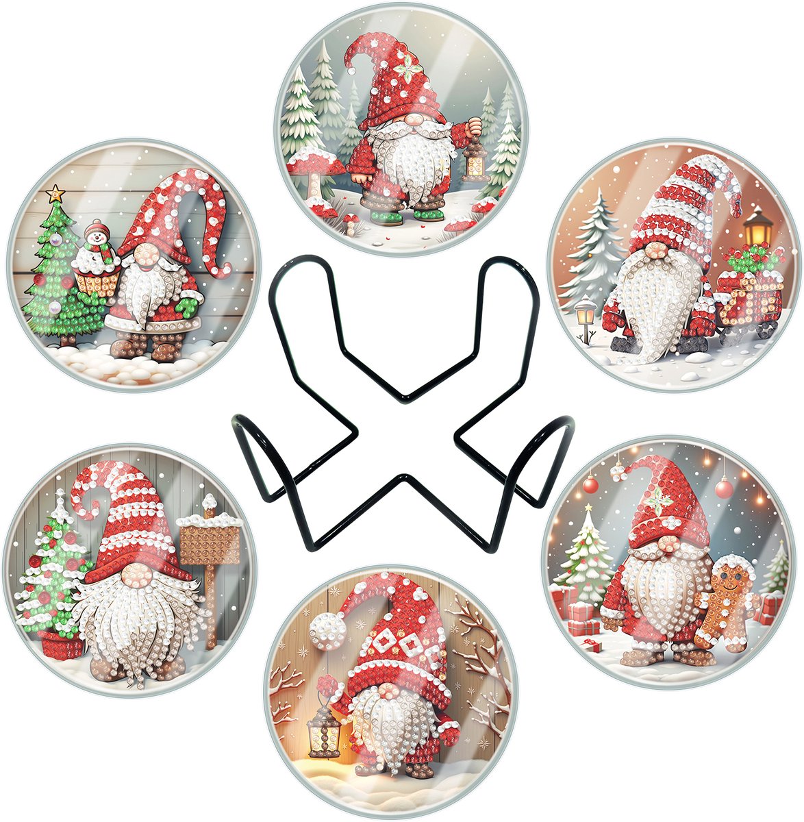 Adorzy Diamond Painting Onderzetters Kerst – 6 stuks - Met Bescherming - Diamond Painting pakket volledig – Diamond Painting Volwassenen