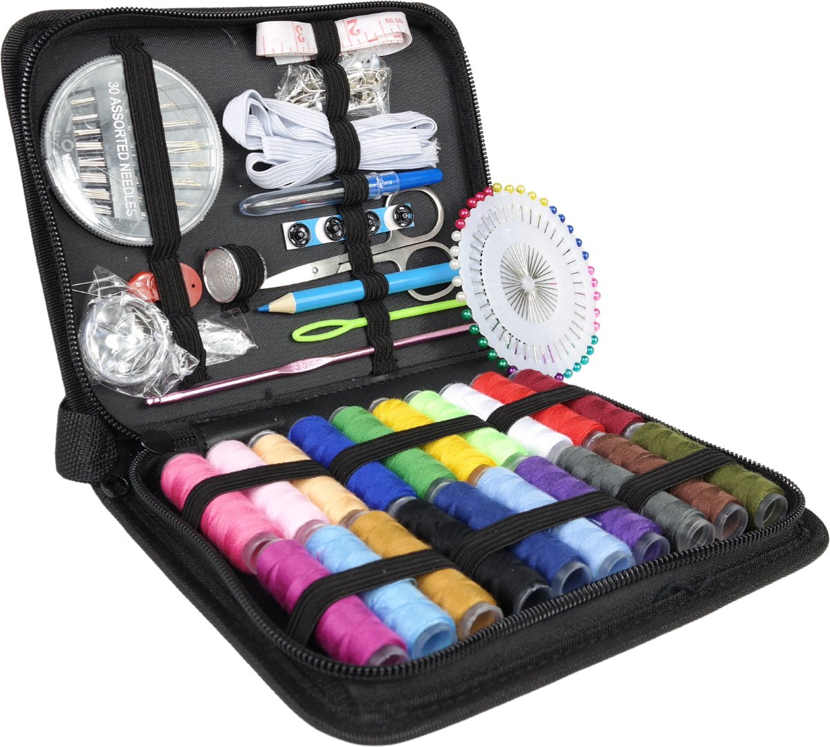 AdroitGoods - 120 delige Naaiset - Naaidoos - Naaibox - Opbergbox - Naaigerei - Naaikit - Naaigarnituur - Naaigaren op spoel - naald - Inrijger - Meetlint