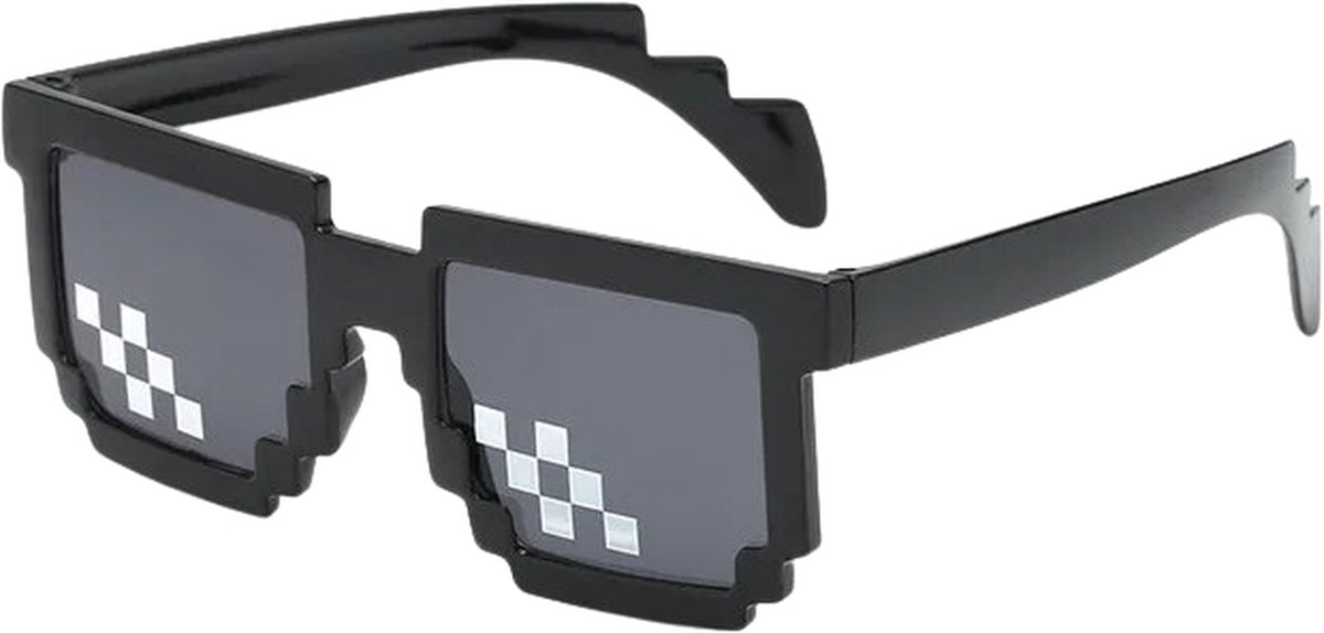Thug life - Pixel - Festivalbril - Technobril - Rave bril - Festival zonnebril - Zwart - Carnaval bril