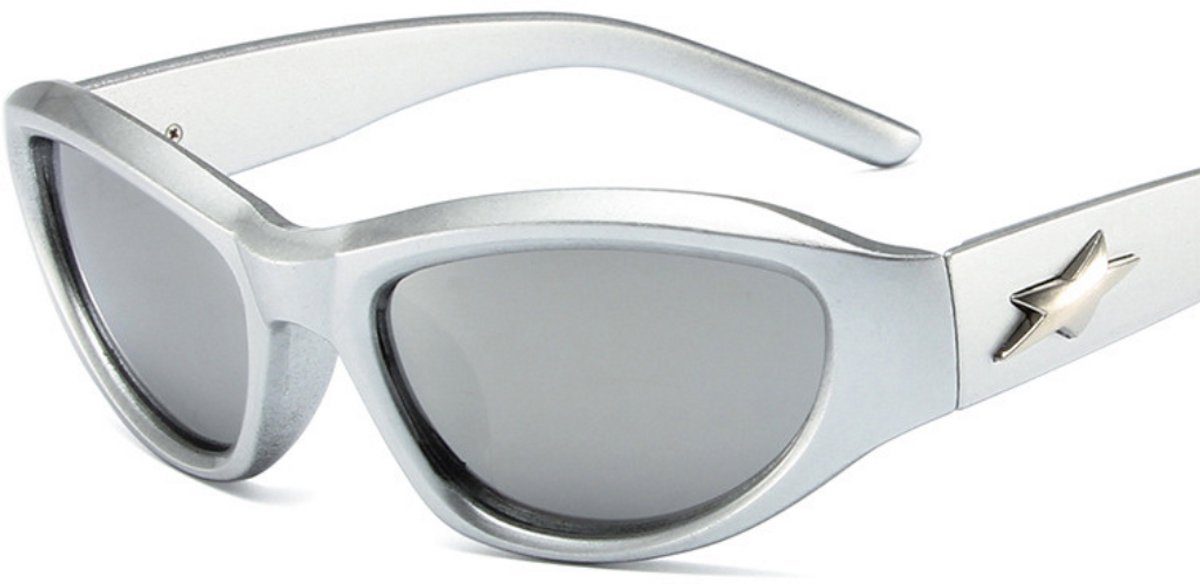 Y2k - Festivalbril - Technobril - Rave bril - Festival zonnebril - Ster montuur - Grijs - Carnaval bril