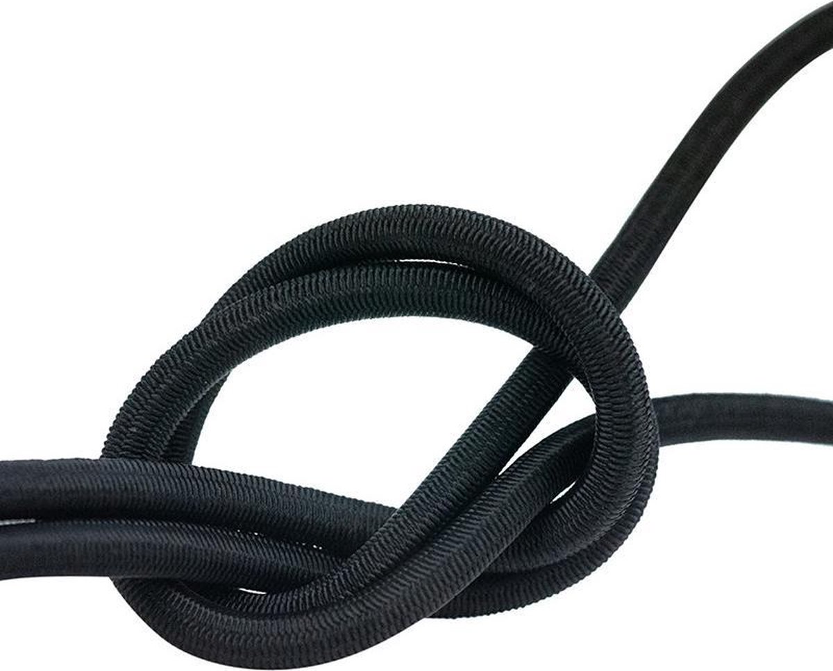 Elastisch koord 6mm zwart trapezekoord per meter en rol - 10 meter