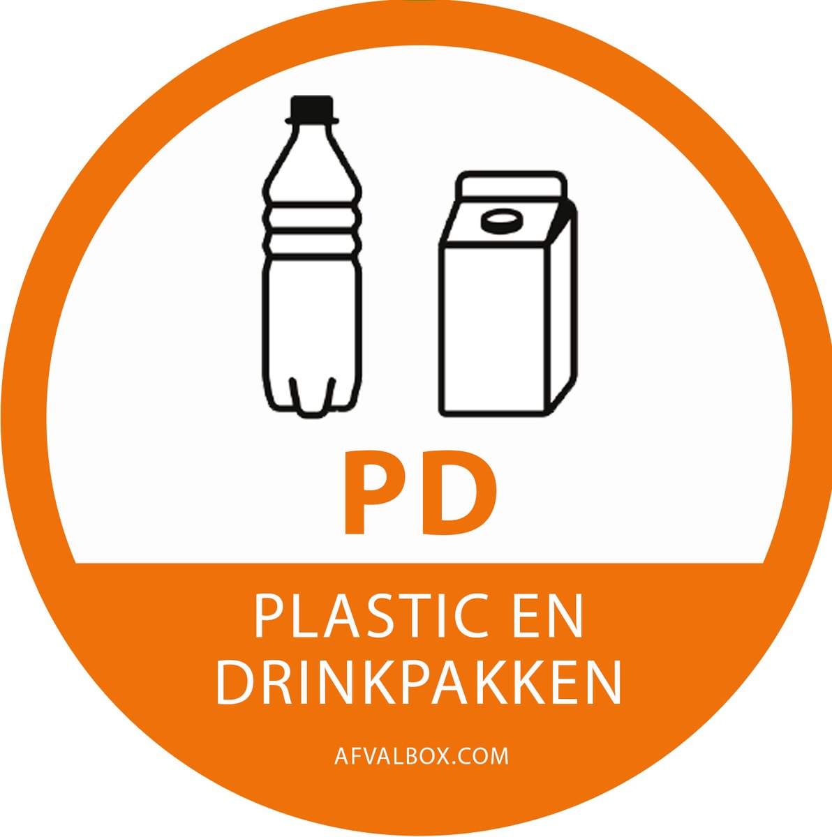 Stickers - Afvalsticker - Sticker afvalscheiding - Afvalscheidingssticker - milieuvriendelijke papieren sticker rond 13 cm - PD - vuilnisbak sticker - afvalbak sticker - container stickers