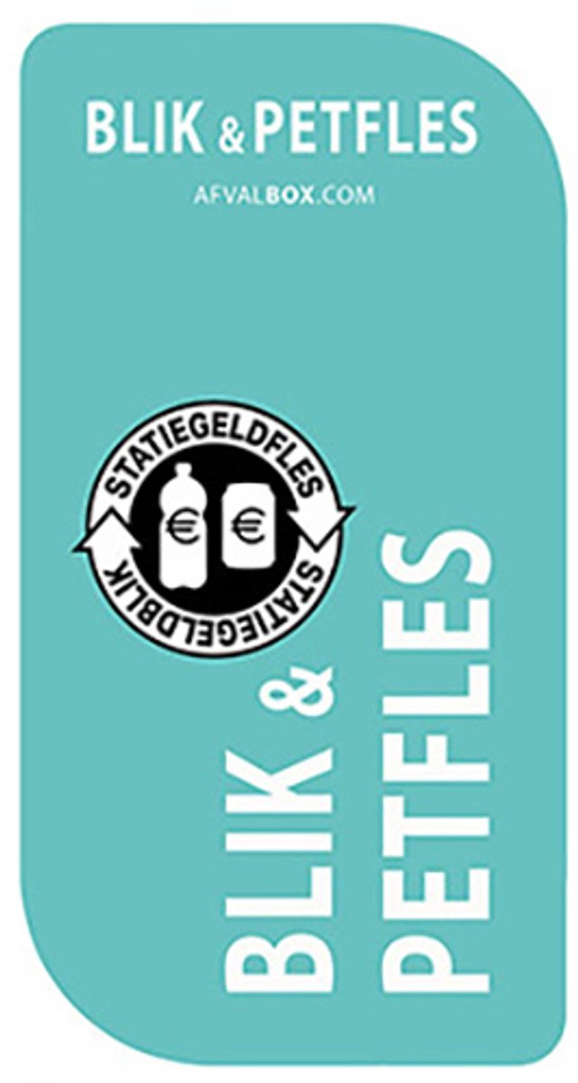 Stickers - Afvalstickers - Stickers afvalscheiding - Afvalscheidingsstickers - per stuk - afm.: 10x20 cm - Petflesjes & Blikjes - vuilnisbak sticker - afvalbak sticker - container stickers - materiaal gelamineerd papier